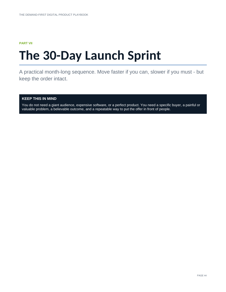 30-Day Launch Sprint sample page