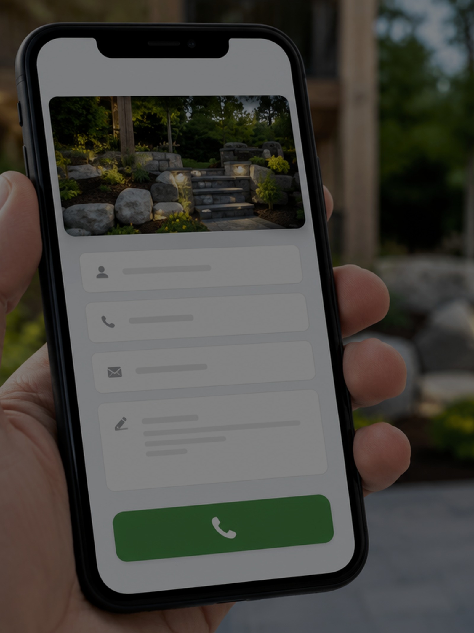 Customer using a simple mobile estimate form on a landscaping website